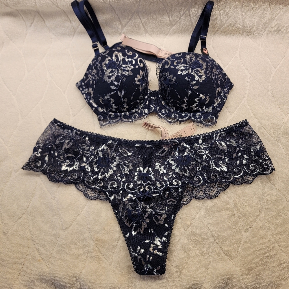 NWT Victoria's Secret Dream Angels Bra (34B) and Hipster Thong Panty (M)